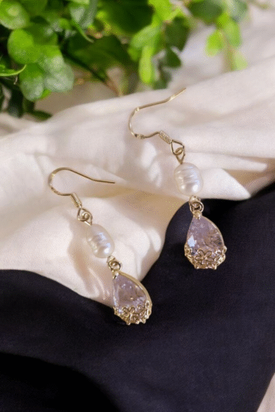 Boucles d'oreilles strass et perles