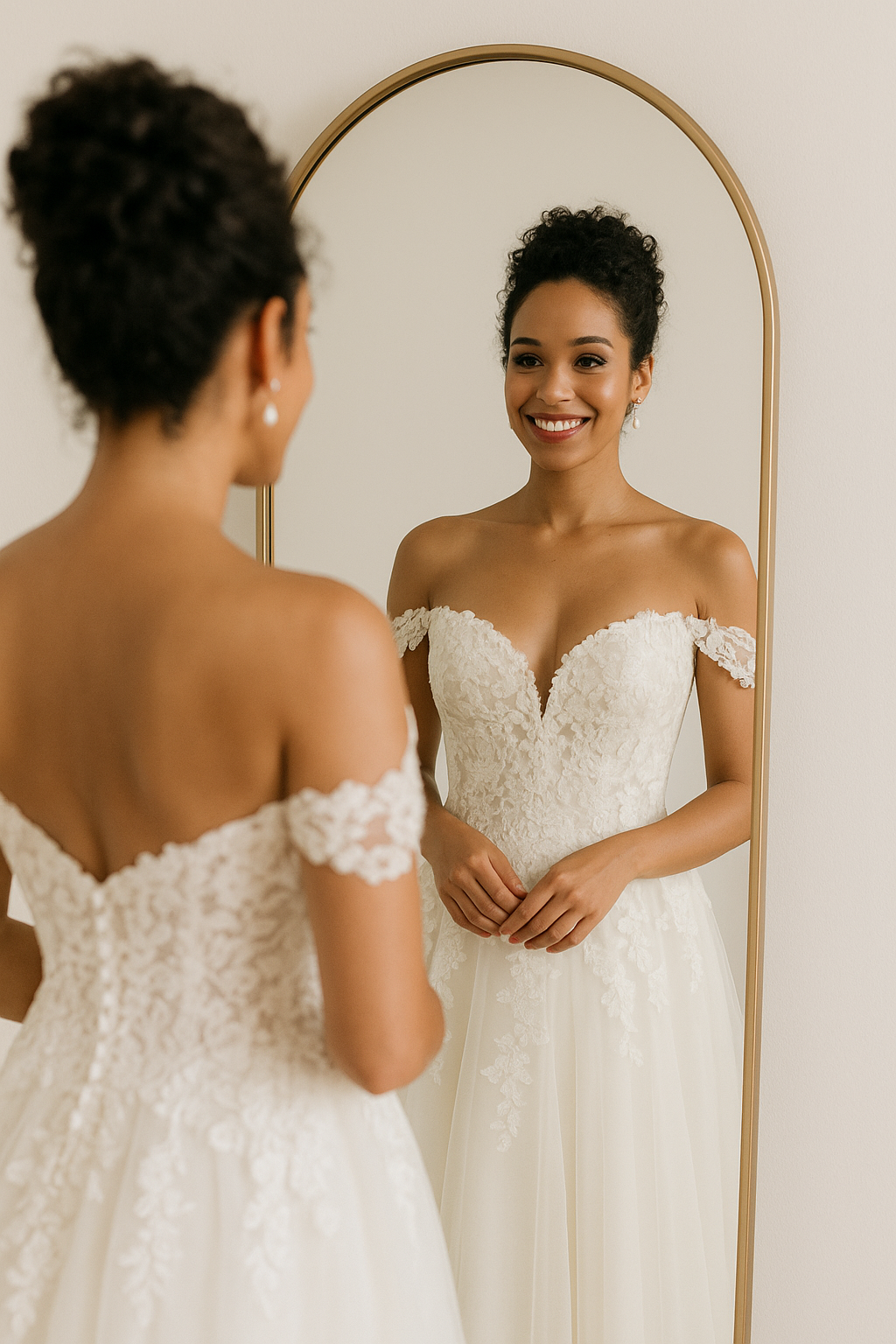 mariée qui se regarde dans le miroir